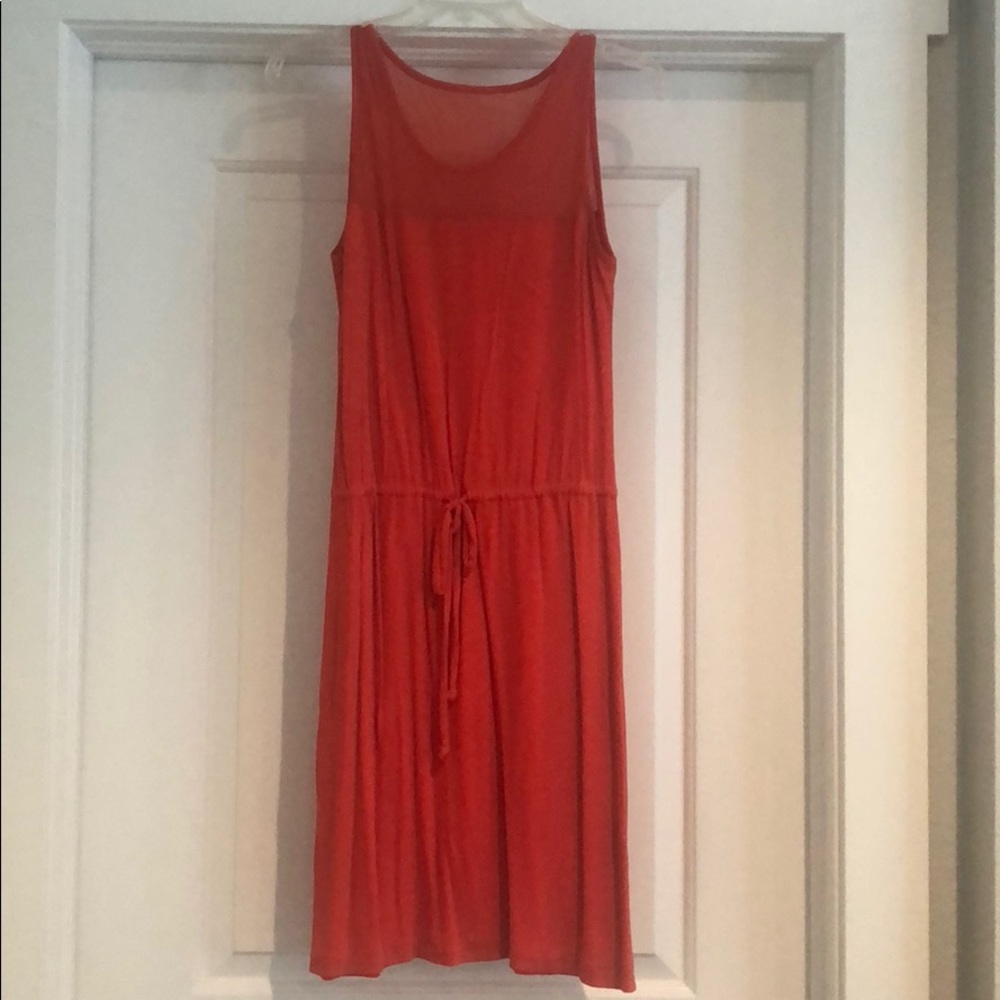 Casual orange dress with tie waist